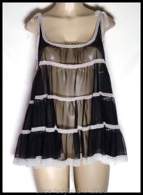 FIFI Chachnil FRANCE Sheer BABYDOLL Gown MINI Dress Vintage Tosca Top ~S/M/L