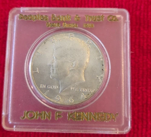 1964 Silver Kennedy Half Dollar 90% uncirculated Peoples Bank Cedar Rapids Iowa