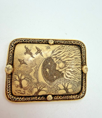 Vintage Brooch Signed Celestial Fantasy North Wind RH Badeau Moosup 1996