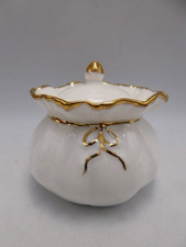 ROYAL ALBERT GOLD GILT EDGE & RIBBON BOW PORCELAIN LIDDED SUGAR BOWL