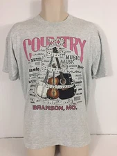 Vintage Screen Stars Men's Large "Country Music Branson Missouri" Gray Shirt 