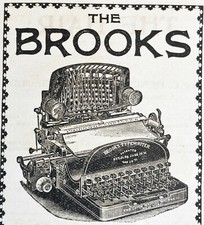 1895 THE BROOKS Visible Typewriter Writing Machine Vtg Print Ad~Office Art Decor thumbnail