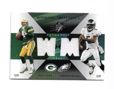 2004 UD Winning Materials SP DUAL BRETT FAVRE DONOVAN MCNABB JERSEY PATCH HOF QB
