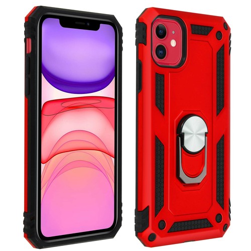 Case Apple IPHONE 11 Shockproof Bi Ring Holder Video Red - Picture 1 of 5