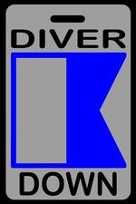 Lo-Viz Gray Personalized "Diver Down" Alpha Flag Luggage/Gear Bag Tag