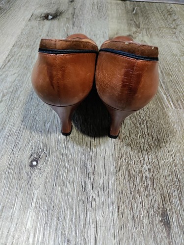 Zapatos de salón clásicos Rene Mancini de cuero para mujer talla 7M marrón sin cordones - Imagen 7 de 9
