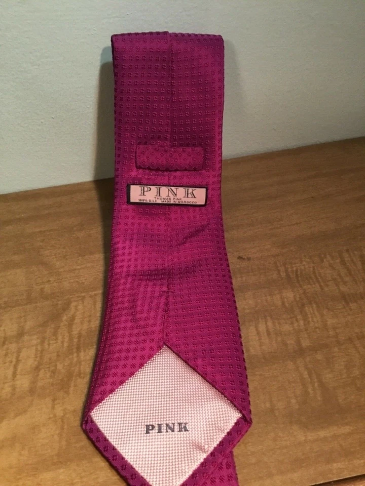 Thomas Corbata Rosa 100% Seda Foto 3 de 4