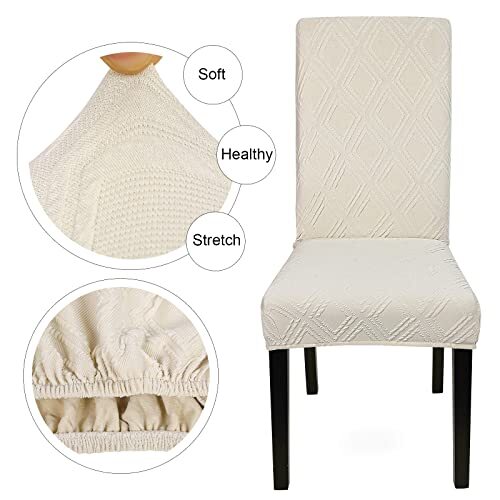 Wasserdichte Esszimmer Stuhlhussen 6er Set, abnehmbar, waschbar, beige 6-teilig - Bild 7 von 8