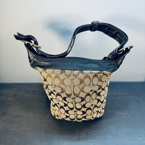 VTG Coach Bleeker Sophie Signature Convertible Crossbody Brown Black Trim READ - Picture 2 of 18