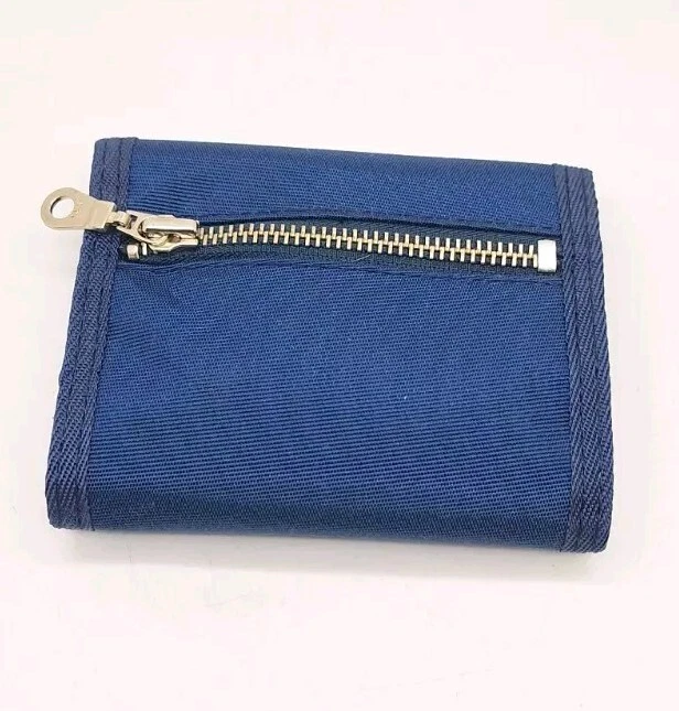 Puma Nylon Tri-Pliegue Gancho y Lazo Azul Oscuro Billetera Cremallera Tarjeta Soporte de Almacenamiento de Monedas Foto 2 de 4