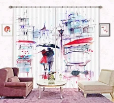3D Hand Drawn Couple ZHUA2344 Photo Curtain Window Blockout Fabric Amy 2023