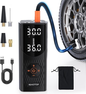 #ad Tire inflator with pressure gauge Back up Battery Tire pump for Motorcycle etc. $79.99
