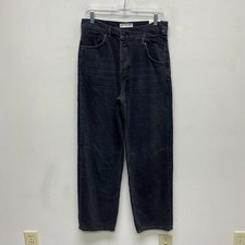 We The Free People Black Denim Button Crossroads Mid Rise Slim Straight Jeans 27