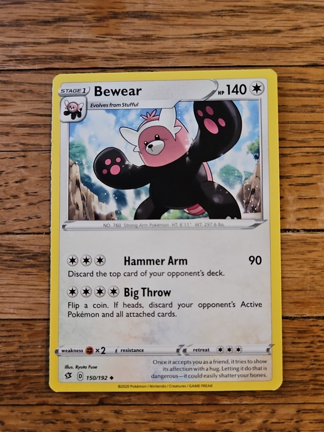 Pokemon TCG Rebel Clash Card | Bewear 150/192 Uncommon