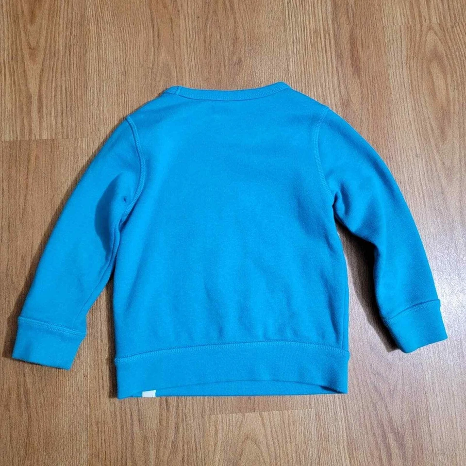 Gap Kids Dinosaur Sweatshirt Raptor T Rex Blue Fleece Yellow Decor Size 4 - Image 2 of 4