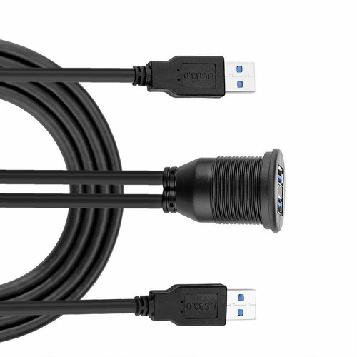 Auto Dual USB Klinke Einbau Buchse Adapter Kabel Anschluss Verlängerung KFZ Neu - Bild 4 von 5