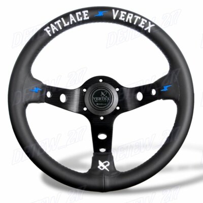 White Embroidery 13inch Vertex Black Genuine Leather Drift Sport Steering Wheels