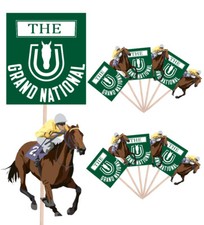Grand National Horse Racing Cupcake Food Cake Decorations Picks Toppers 14 Pack