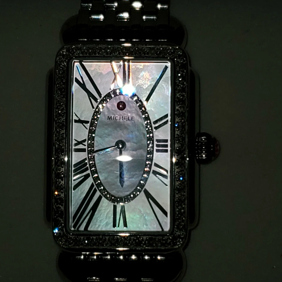 Reloj grande Michele Deco diamante MOP NUEVO CON ETIQUETAS
