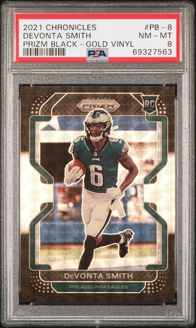 DeVonta Smith Panini Chronicles Prizm Black #PB8 Gold Vinyl