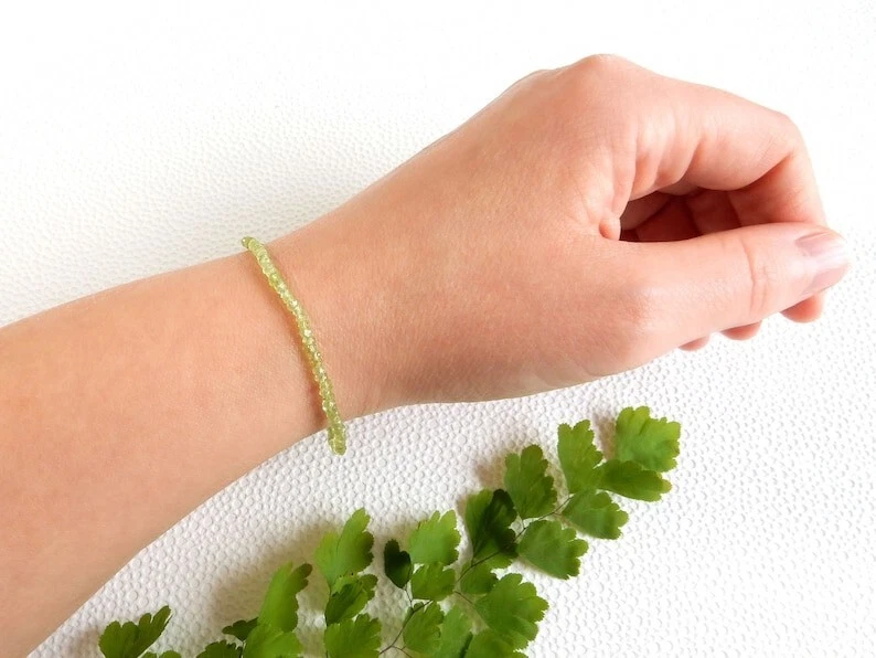 A++ Natürliche Peridot Facettierte Rondelle Edelstein Perlen 3-4 MM Frauen Ar... - Bild 3 von 4