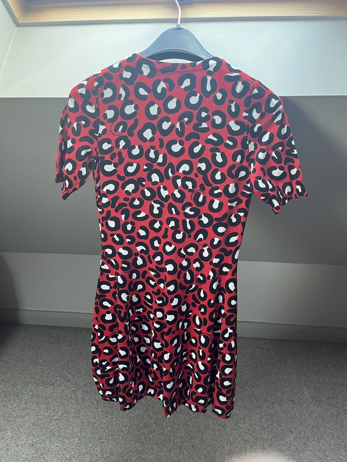 Abito donna Love Moschino rosso nero bianco taglia small stampa animalier casual festa