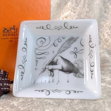 Hermes Paris Ashtray Mini Tray Plate Pen Calligraphy 2002 Limited Model w/Case