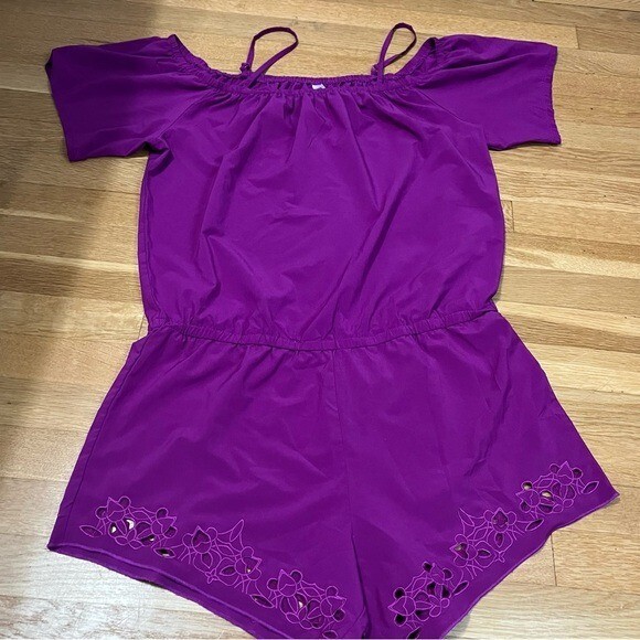 Fabletics Pur Purple Romper Adjustable Strap Off … - image 7