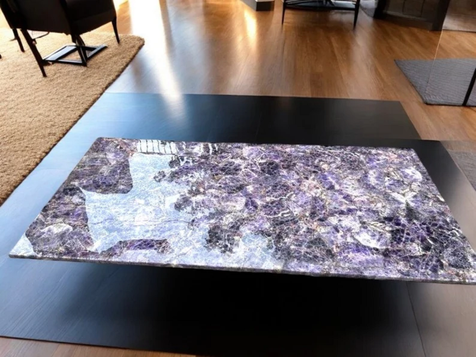 24x12 Amethyst Crystal Slab Sofa Centerpiece Healing Stone Kitchen Decor Art Deco