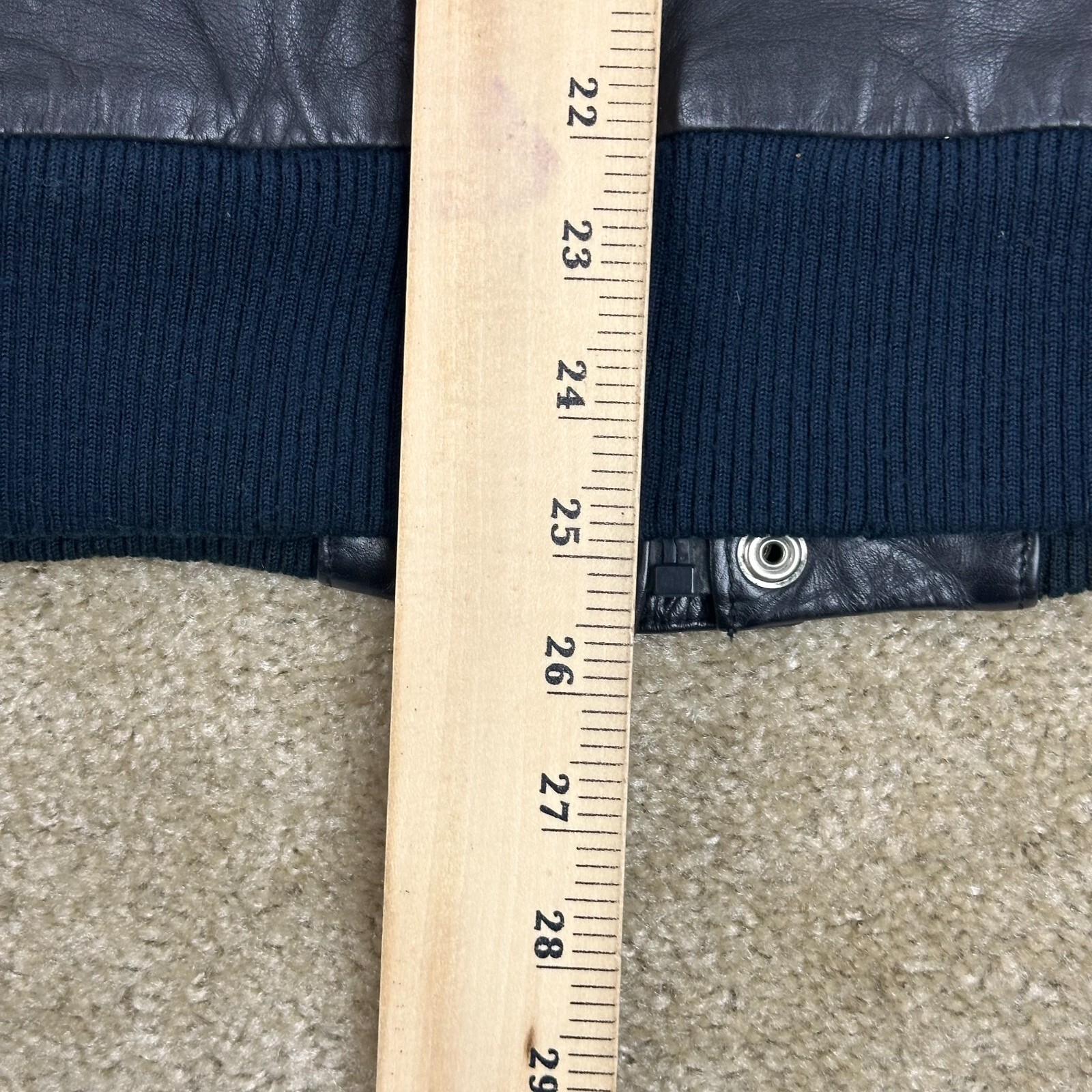 Guy Laroche Paris Mens Bomber Jacket L Leather Zip Up snap Black