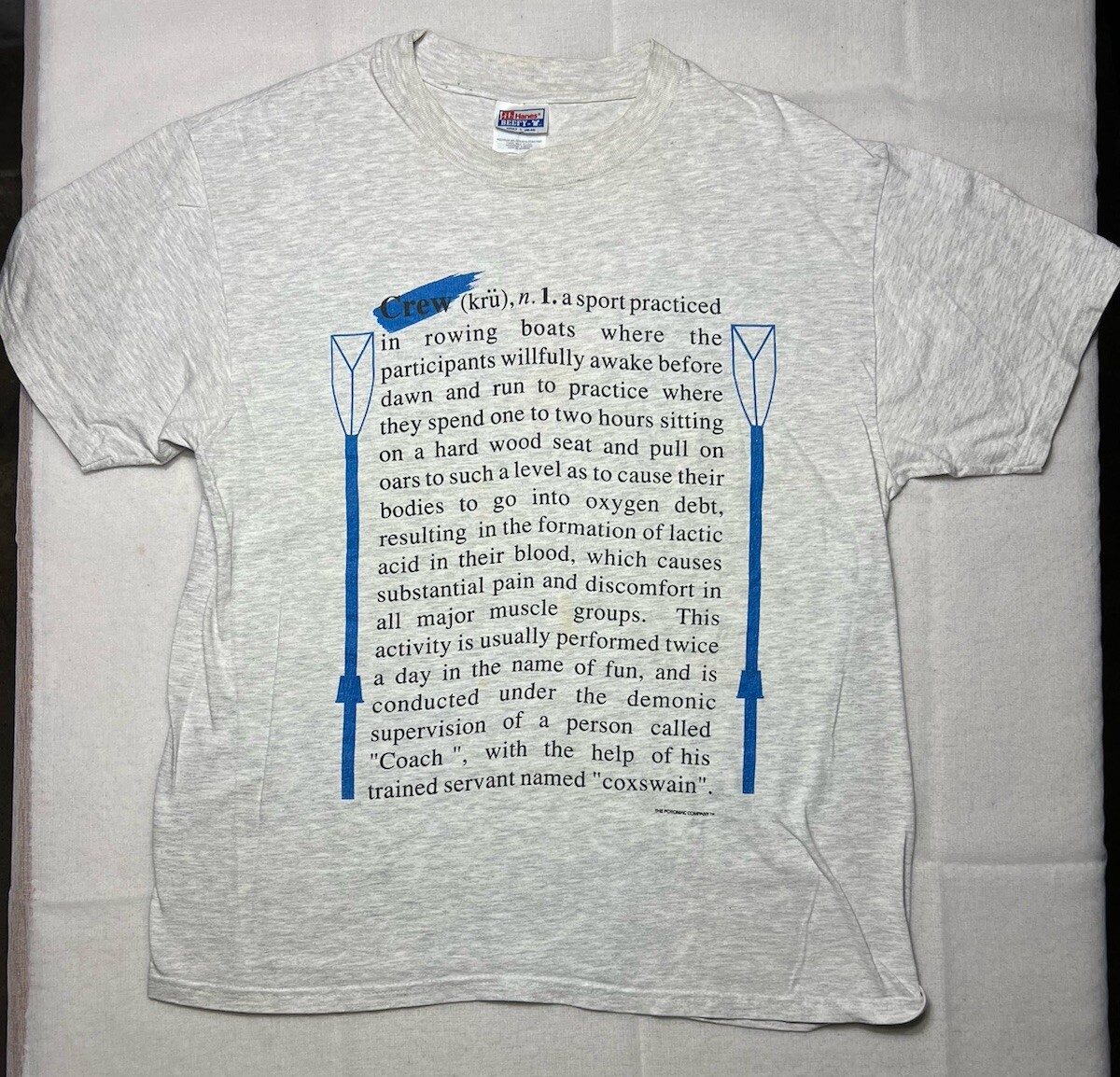 FILA VINTAGE Crew Dictionary Grafica T Shirt Uomo Grande Grigio Hanes Beefy T Canottaggio