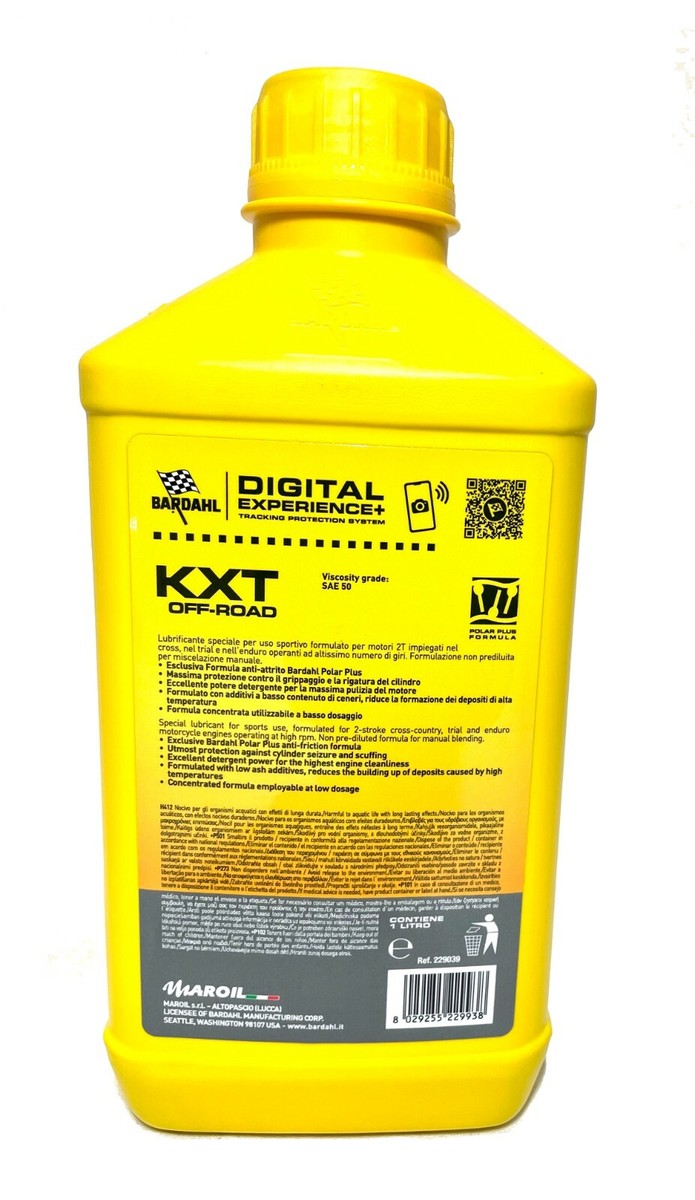 Aceite Bardahl KXT OFF-ROAD 2T Sintético Para Cross, Enduro, Trial – Mínimo 2 Litros