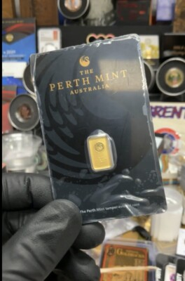 #ad 1 Gram 9999 Solid Gold Perth Mint Kangaroo Investor Ingot Bar Sealed Certified $225.71