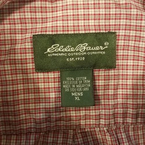 Camisa Eddie Bauer Para Hombre Talla XLarge Abotonada Roja A Cuadros Manga Larga EE2 - Imagen 6 de 12