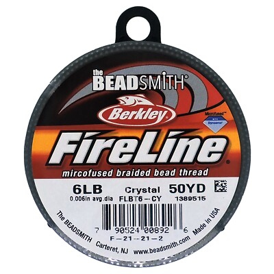 Fireline Braided Beading Thread Crystal Clear 6LB-test, 50 Yards, 0.006'' dia