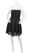 SANDRO Geo Lace Dress Fit Flare Sleeveless Mini Cocktail Black White 2 US 6