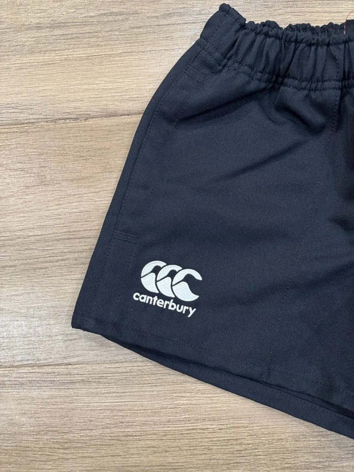Nuevos Pantalones Cortos de Rugby Canterbury Niños PEQUEÑOS 6 Negros Junior Profesionales Nueva Zelanda Foto 3 de 4