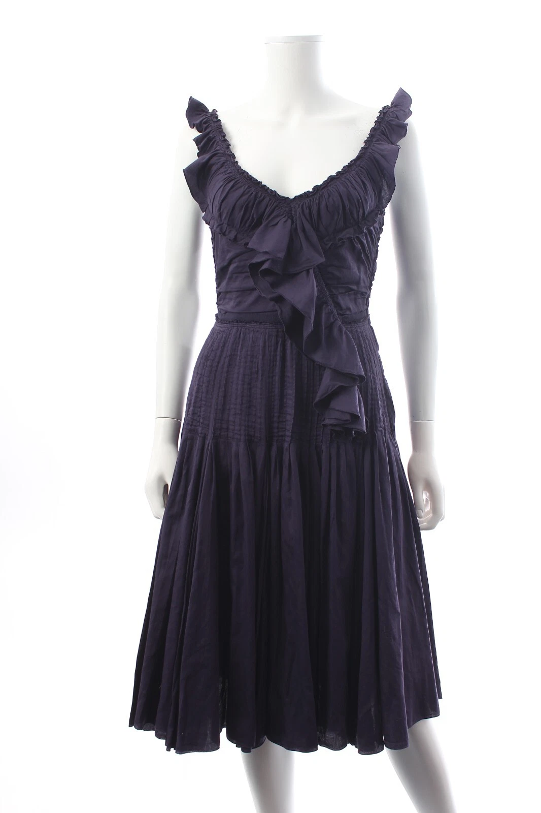 Abito Prada con pieghe in cotone con volant viola