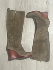Ladies DKNY Olive Green Suede Leather Knee High Vintage Boots