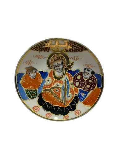 Satsuma Plates Round Handpainted Made In Japan 4 " diameter gold gilt vintage - Picture 2 of 12