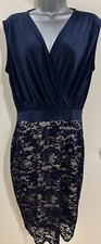 Lipsy Navy Blue 2 In 1 Lace Slinky Dress Size 12 Formal Party Wedding