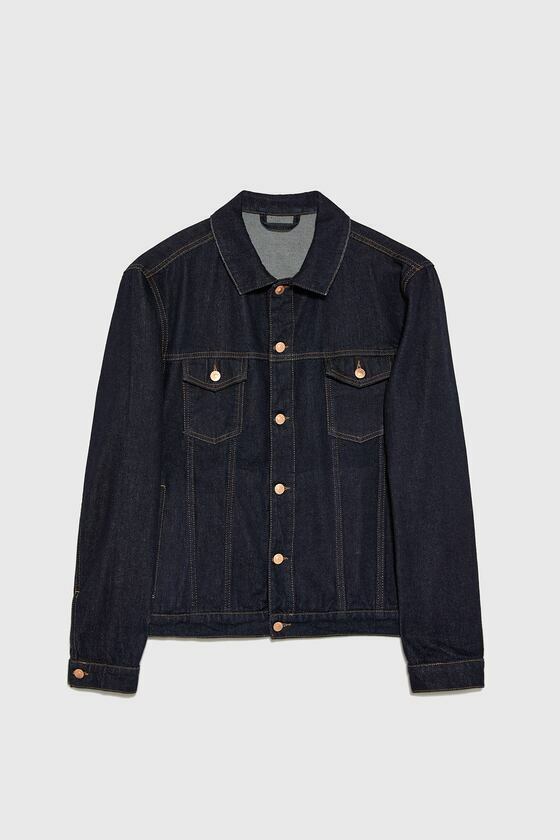 New Zara Denim Trucker Jacket S Dark Indigo jeans coat