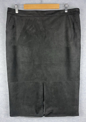 Katies Skirt Knee Length Front Split Black Size 16 Fully Lined BNWT