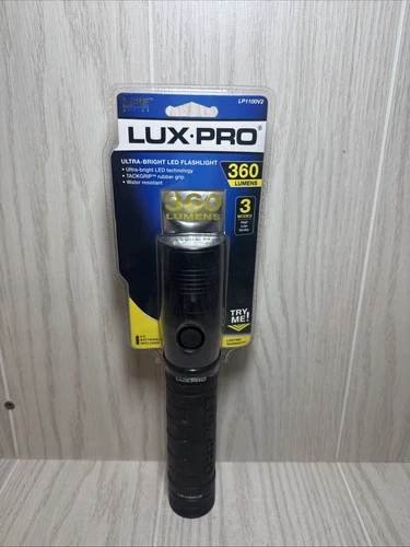 LUXPRO LED Flashlight Water Resistant 360 Lumen TackGrip, New LP1100V2