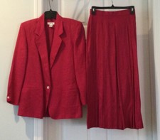 TALBOTS Dark Bright Pink 100 Linen Suit Jacket Skirt. Vintage. Size 6. NEW.
