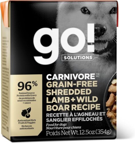 GO! SOLUTIONS Wet Dog Food Shredded Lamb and Wild Boar 22 packs 12 oz each - Picture 1 of 5