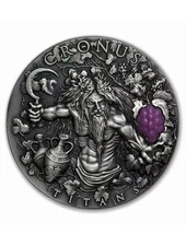 2018 $2 Niue Greek Titans CRONUS Antique Finish 2 Oz Silver Coin.