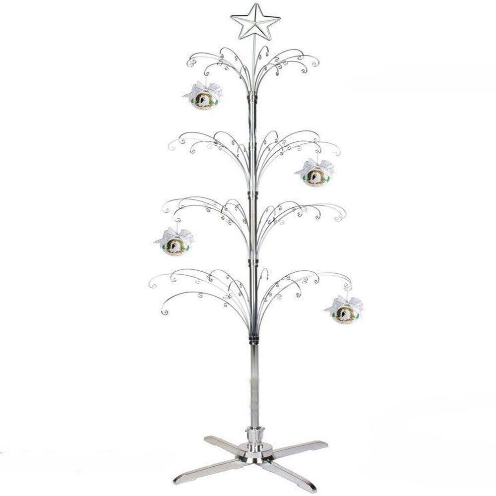 Metal Christmas It is very popular Under blast sales Tree Rotating Ornament Colo Silver Display Stand
