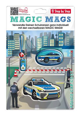 Set Magic Mags Step By Step - 3 Pièces Police Car Cody, Bleu, Pour Cartable Garçon