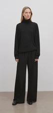 New $1950 The Row Bariem Wide Leg Stretch Jersey Pants in Black sz S